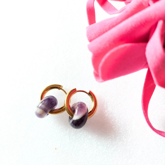 MINI AROS Amatista y Acero Inoxidable