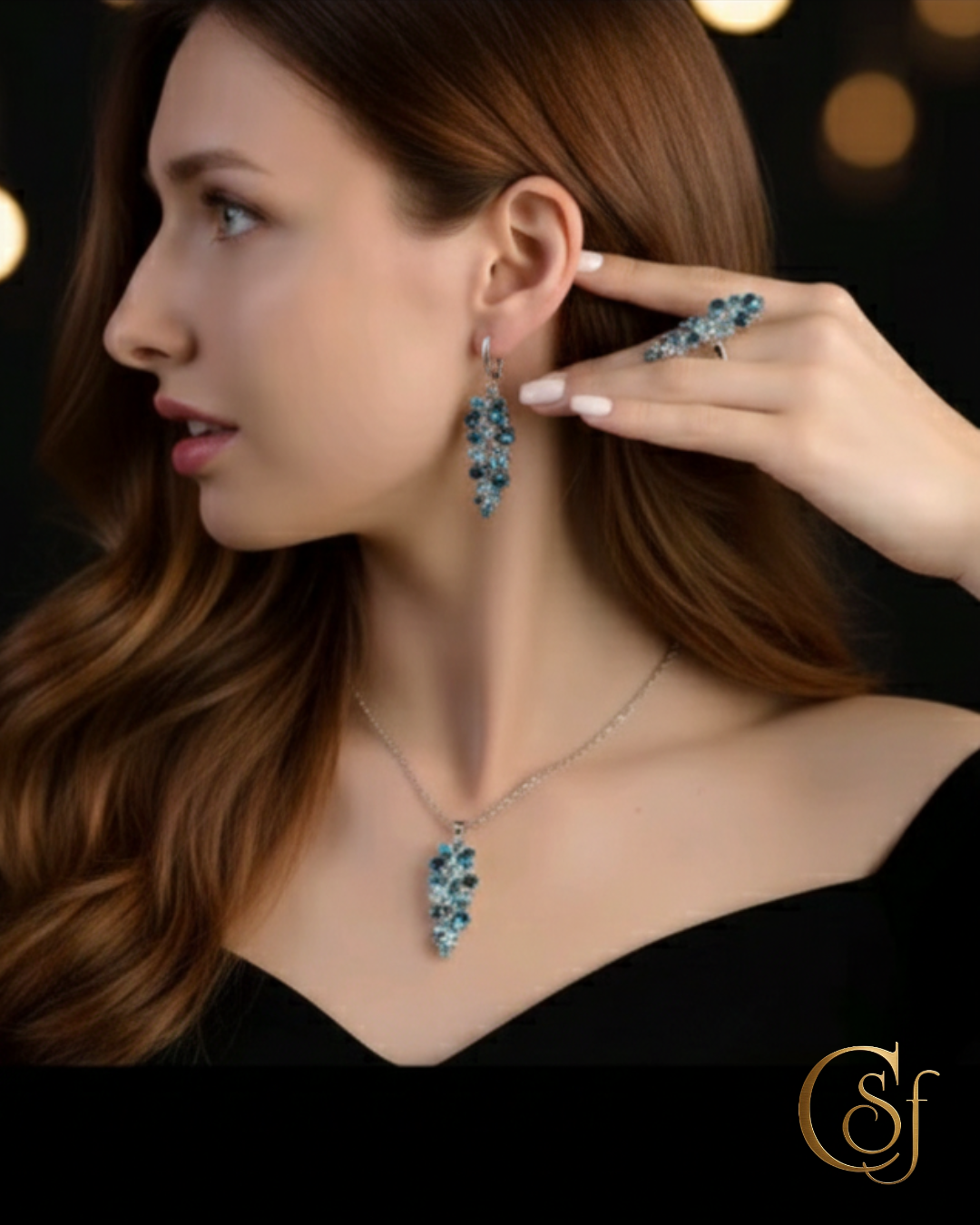 Pendientes · Colección Racimo de Flores – Plata 925 Rodiada