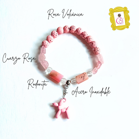 Duo Friends de Cuarzo Rosa y otras Piedras en tonos rosados