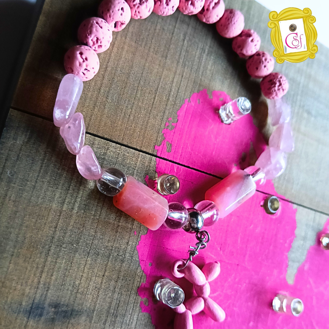 Duo Friends de Cuarzo Rosa y otras Piedras en tonos rosados