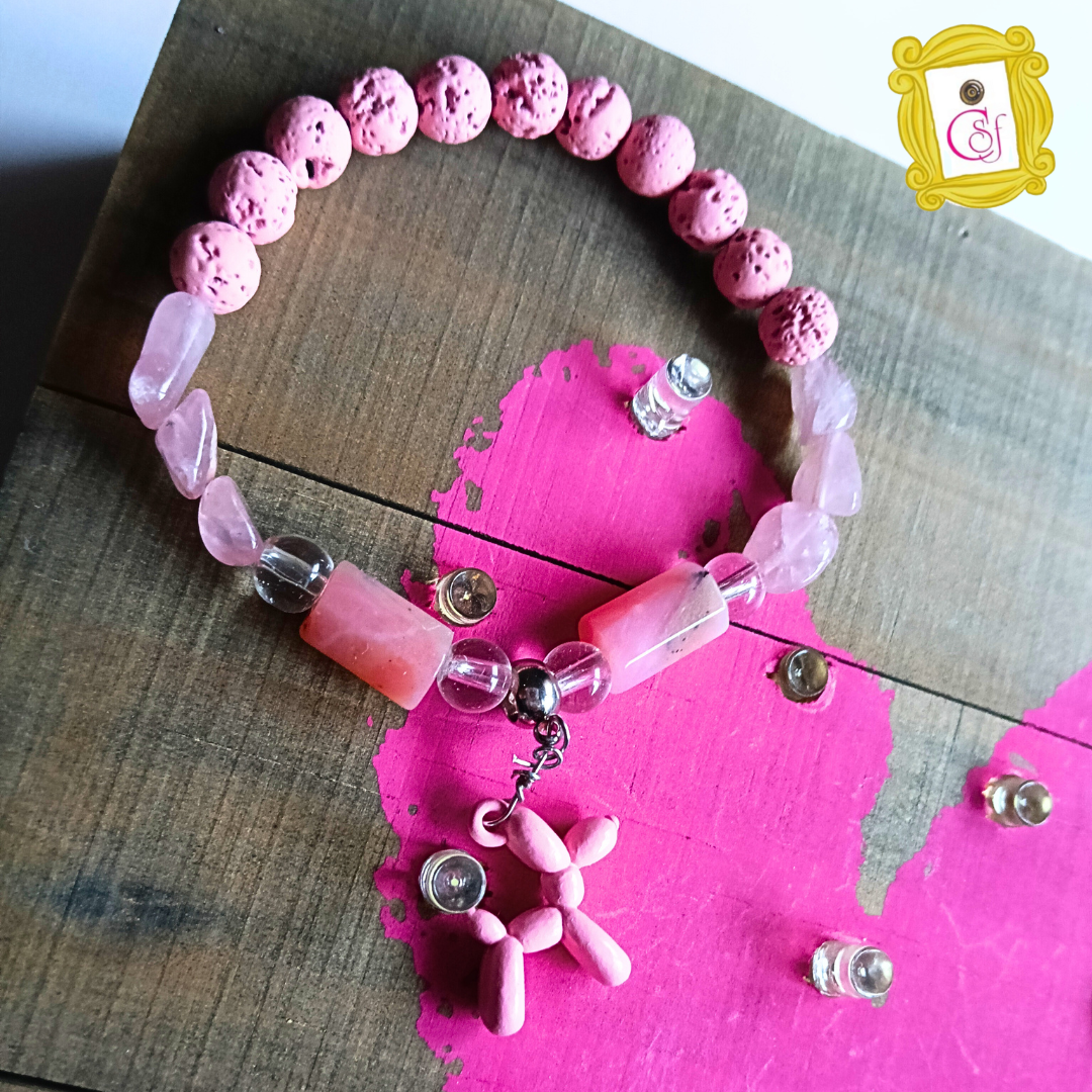 Duo Friends de Cuarzo Rosa y otras Piedras en tonos rosados
