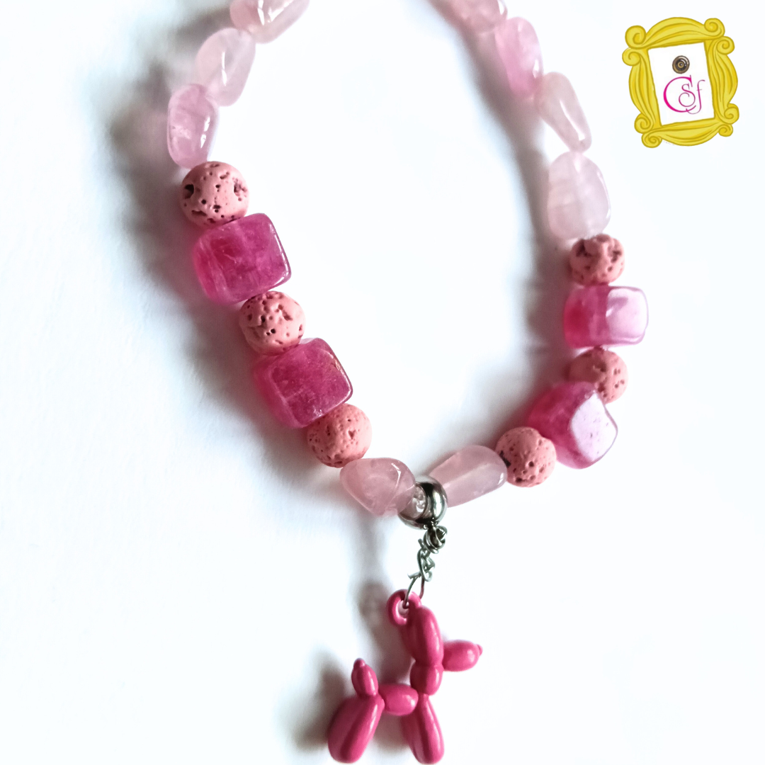 Duo Friends de Cuarzo Rosa y otras Piedras en tonos rosados