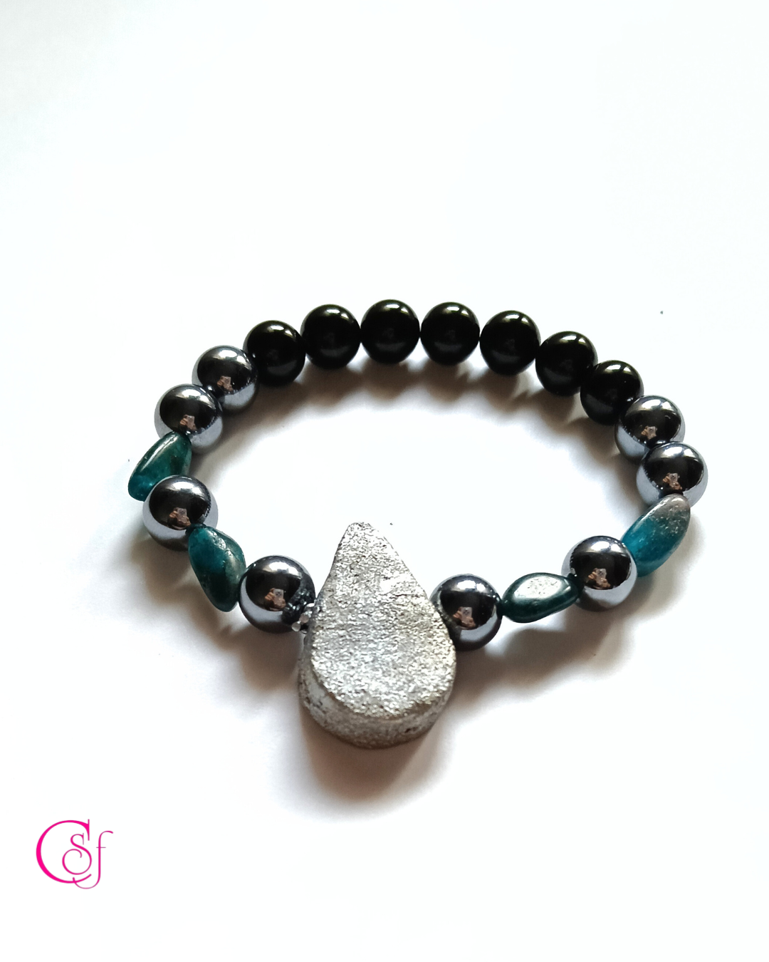 Pulsera de Turmalina Negra, apatita, terahertz