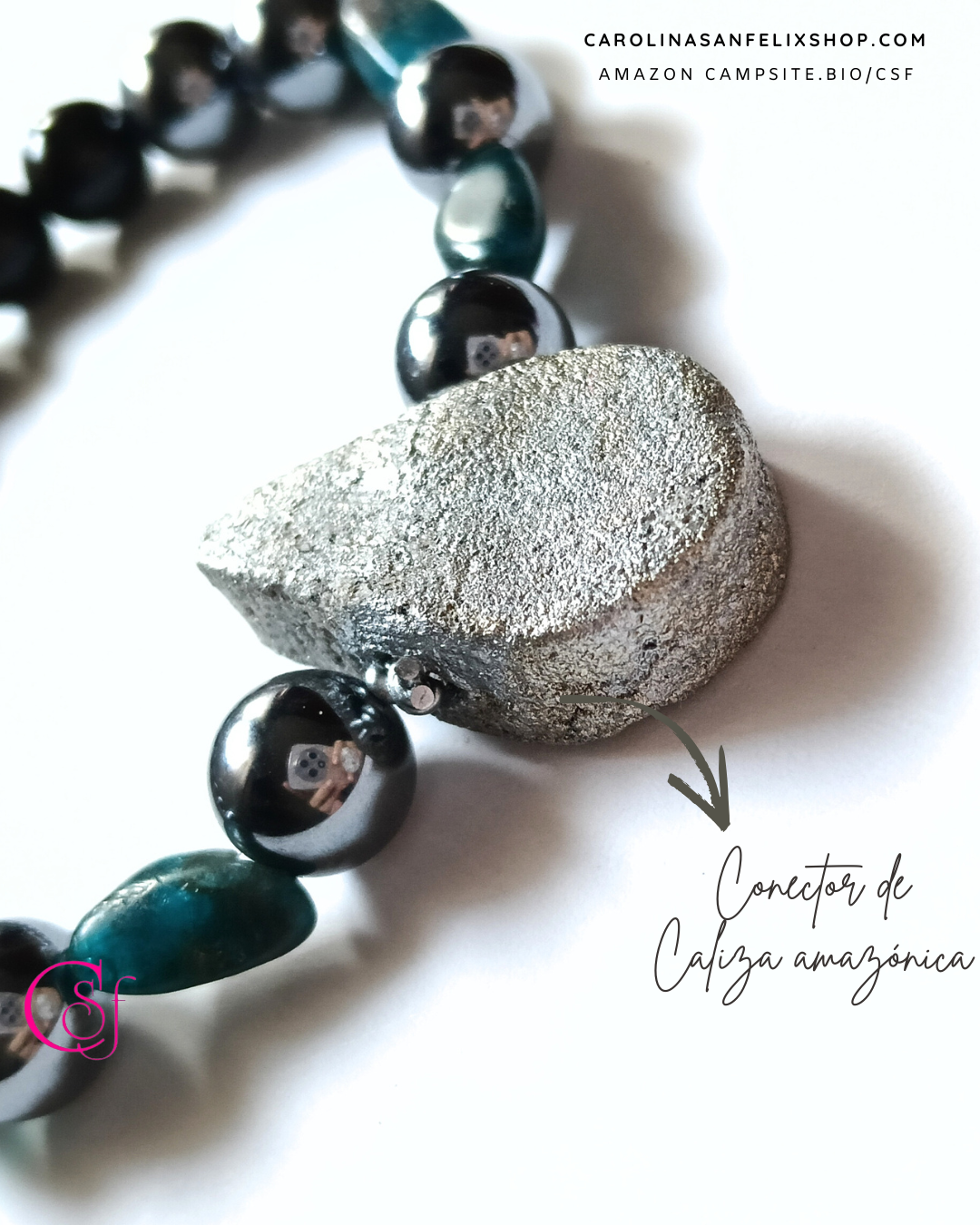 Pulsera de Turmalina Negra, apatita, terahertz