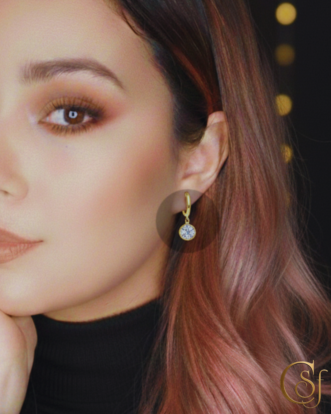 Mini Aros de Plata 925 (Dorado / Plateado) con Moissanita 0.5ct – Corte Circular
