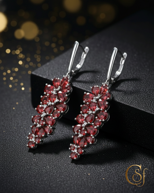 Pendientes · Colección Racimo de Flores – Plata 925 Rodiada