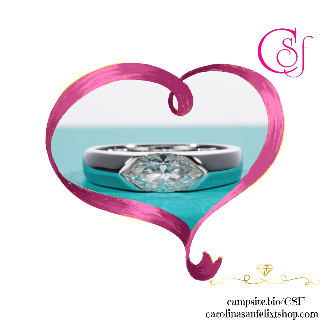 Anillo Moissanita corte Marquesa Unisex