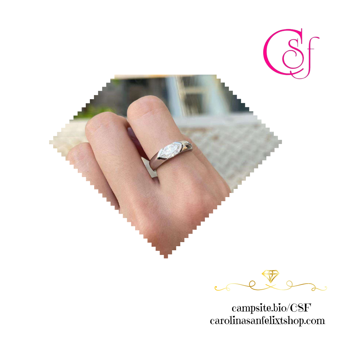 Anillo Moissanita corte Marquesa Unisex