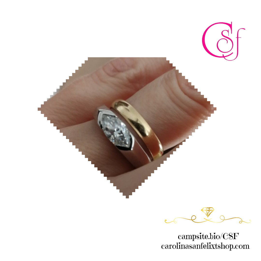 Anillo Moissanita corte Marquesa Unisex