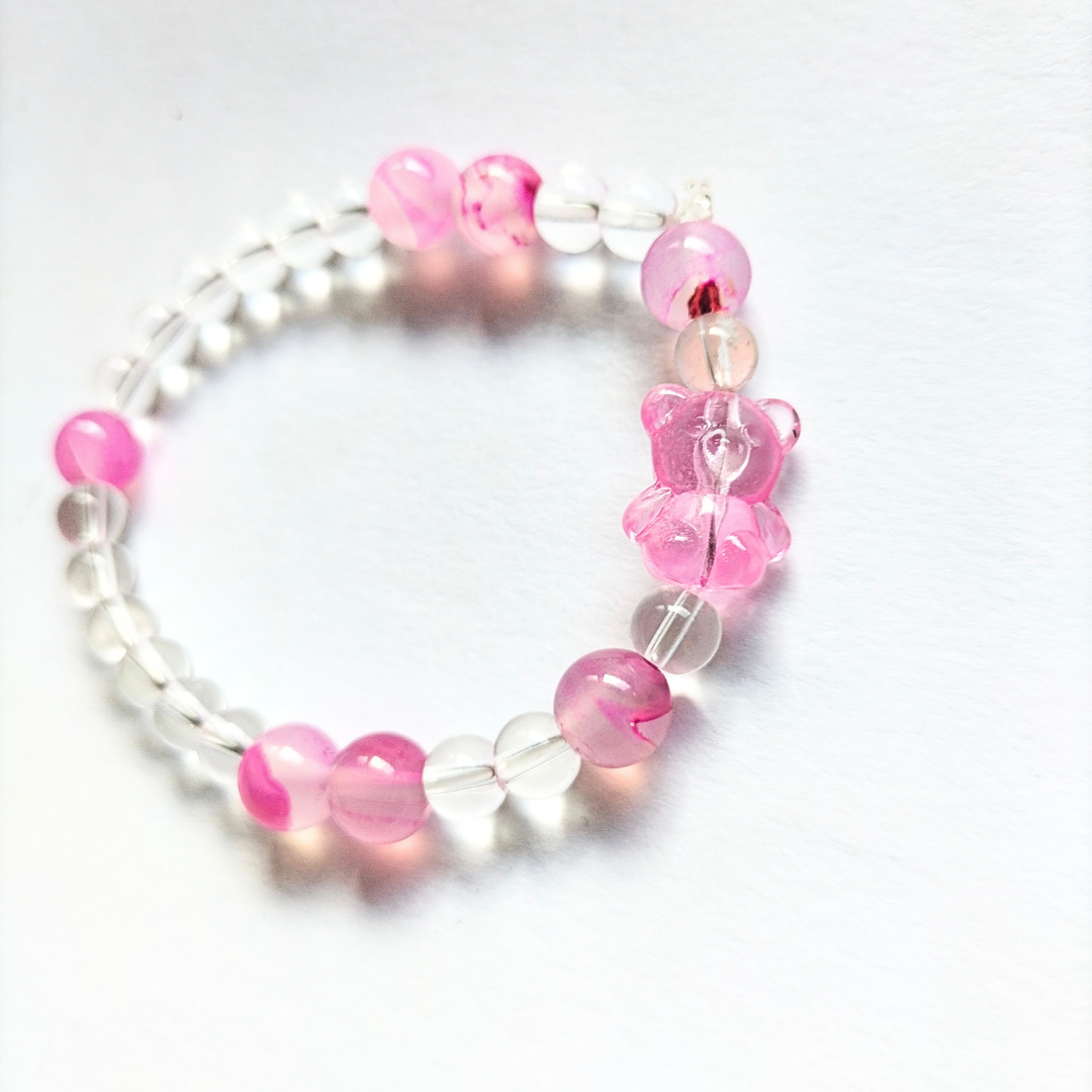 Pulsera Cuarzo Cristal y ágata fucsia
