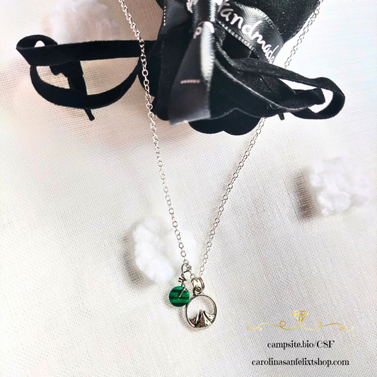 Cadena de Plata 925 y dije de disco de piedra sorpresa 2mm