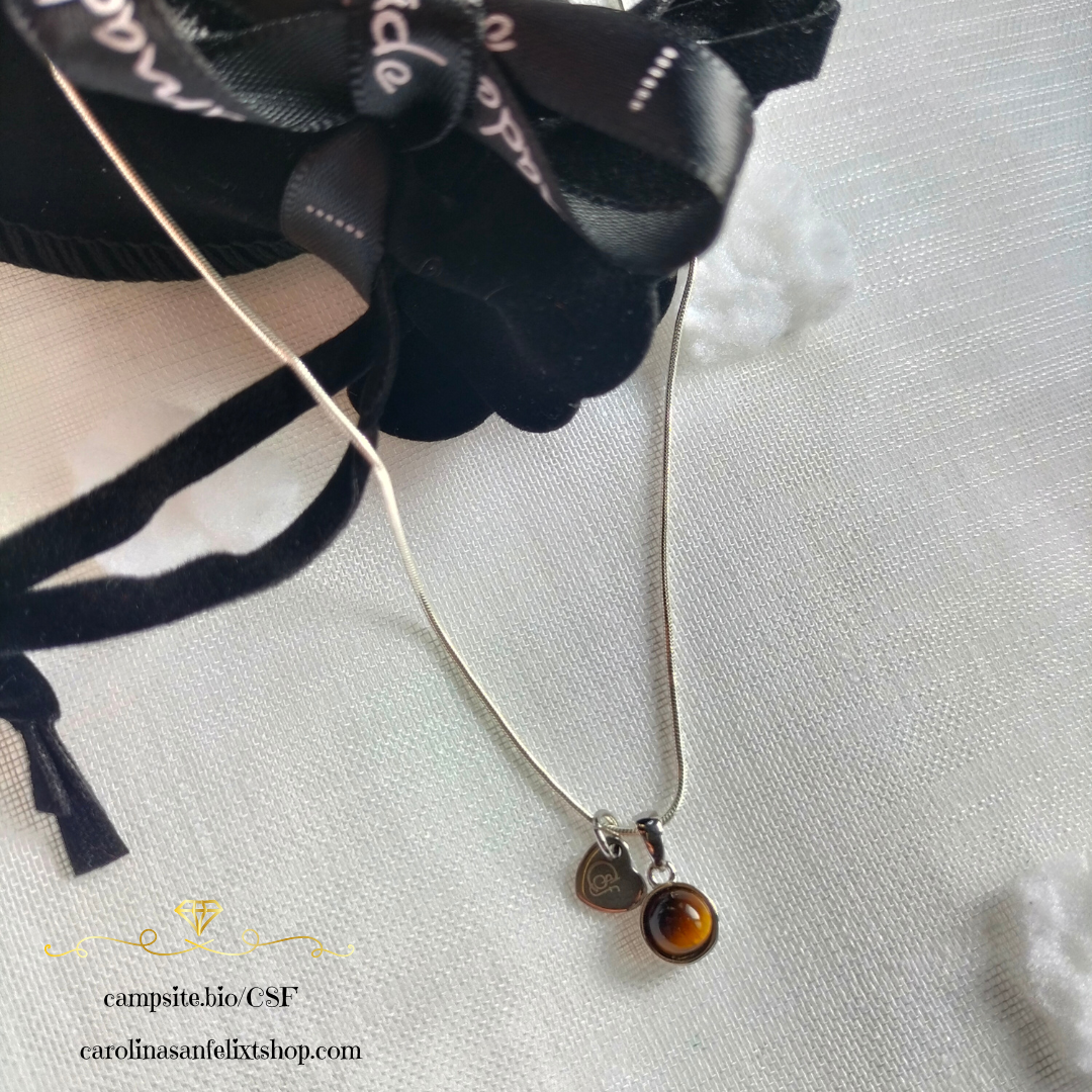 Copia de Cadena de Plata 925 y dije de ojo de tigre engarzada en plata
