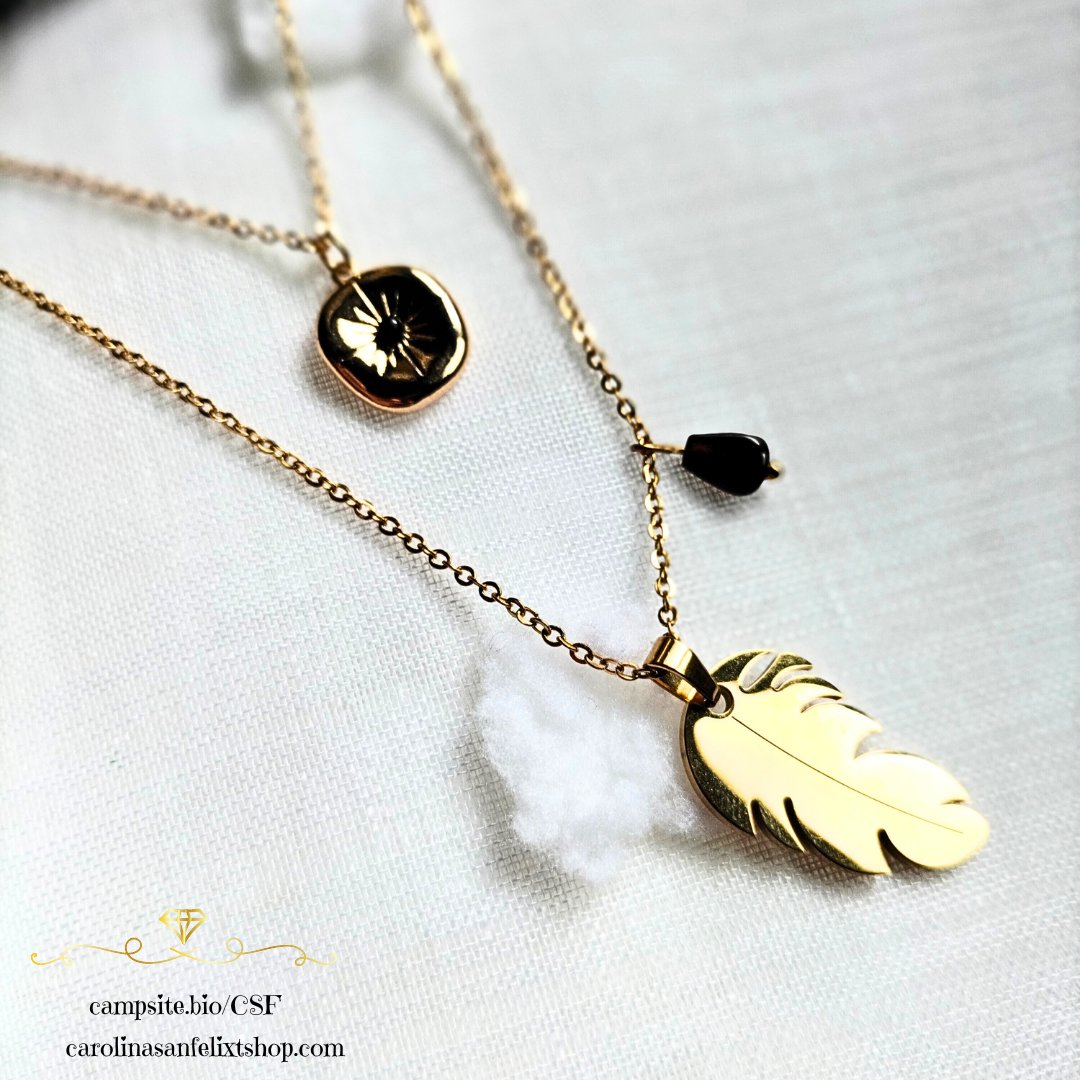 Doble Collar de acero inoxidable y granate