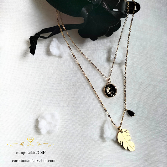 Doble Collar de acero inoxidable y granate