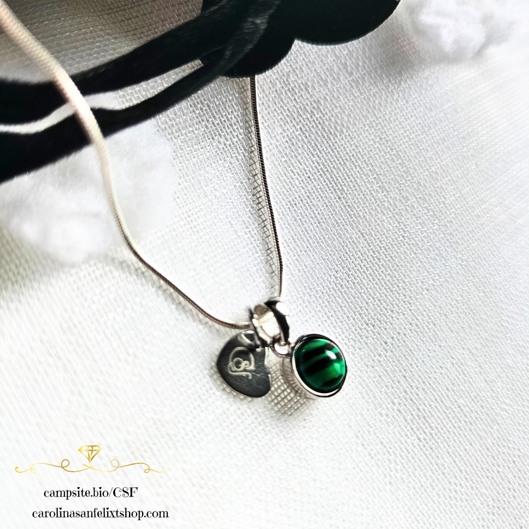 Cadena de Plata 925 y malaquita