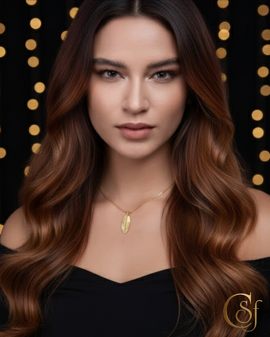 Collar Hoja Dorada con Moissanitas – Plata 925 Baño Oro 18K (40 + 5 cm)