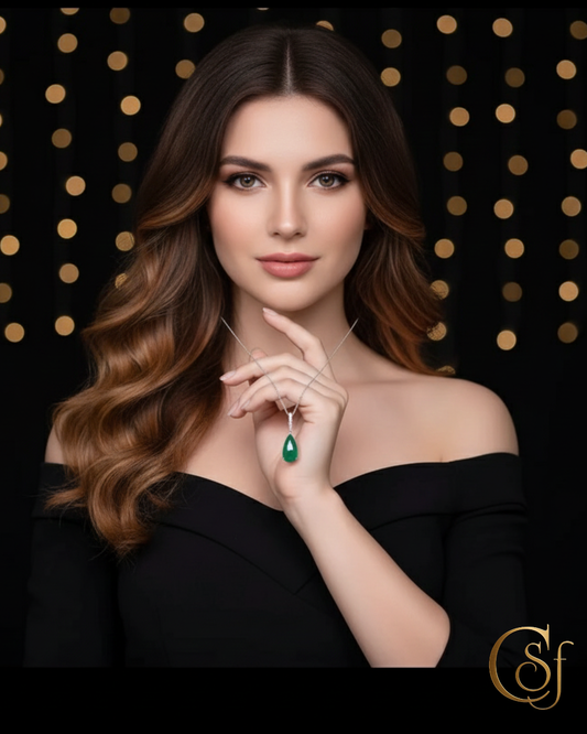 Collar Jade Verde y Moissanitas 0.2ct – Plata 925 Rodiada