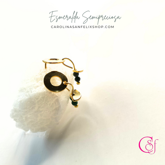 Mini Pendientes de Esmeraldas Semipreciosas