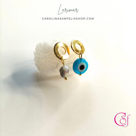 Pendientes de Larimar y Ojo Turco