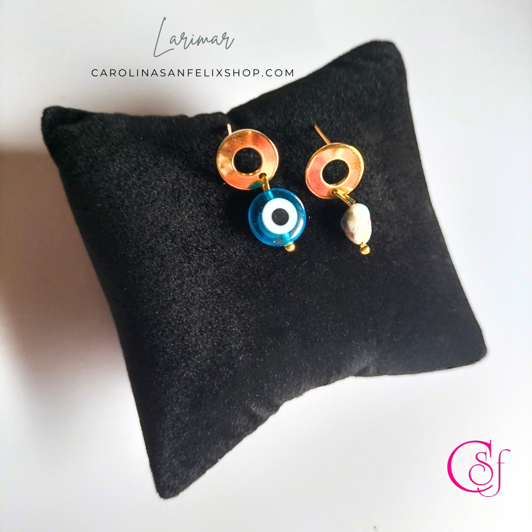 Pendientes de Larimar y Ojo Turco