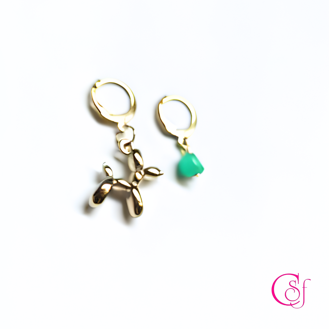Pendientes de Amazonita y Acero Inoxidable Balloon Dog