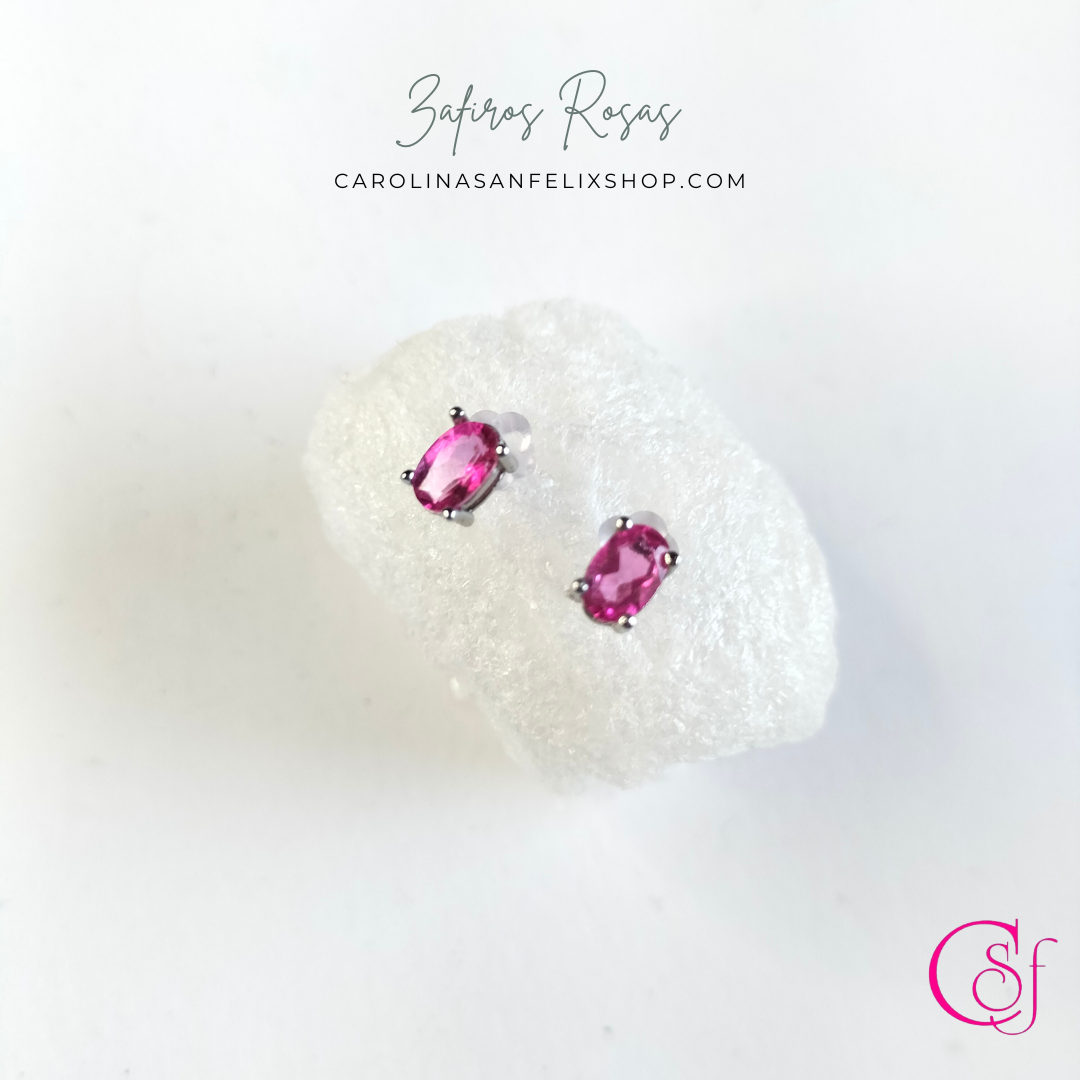 Pendientes de Zafiro Rosa