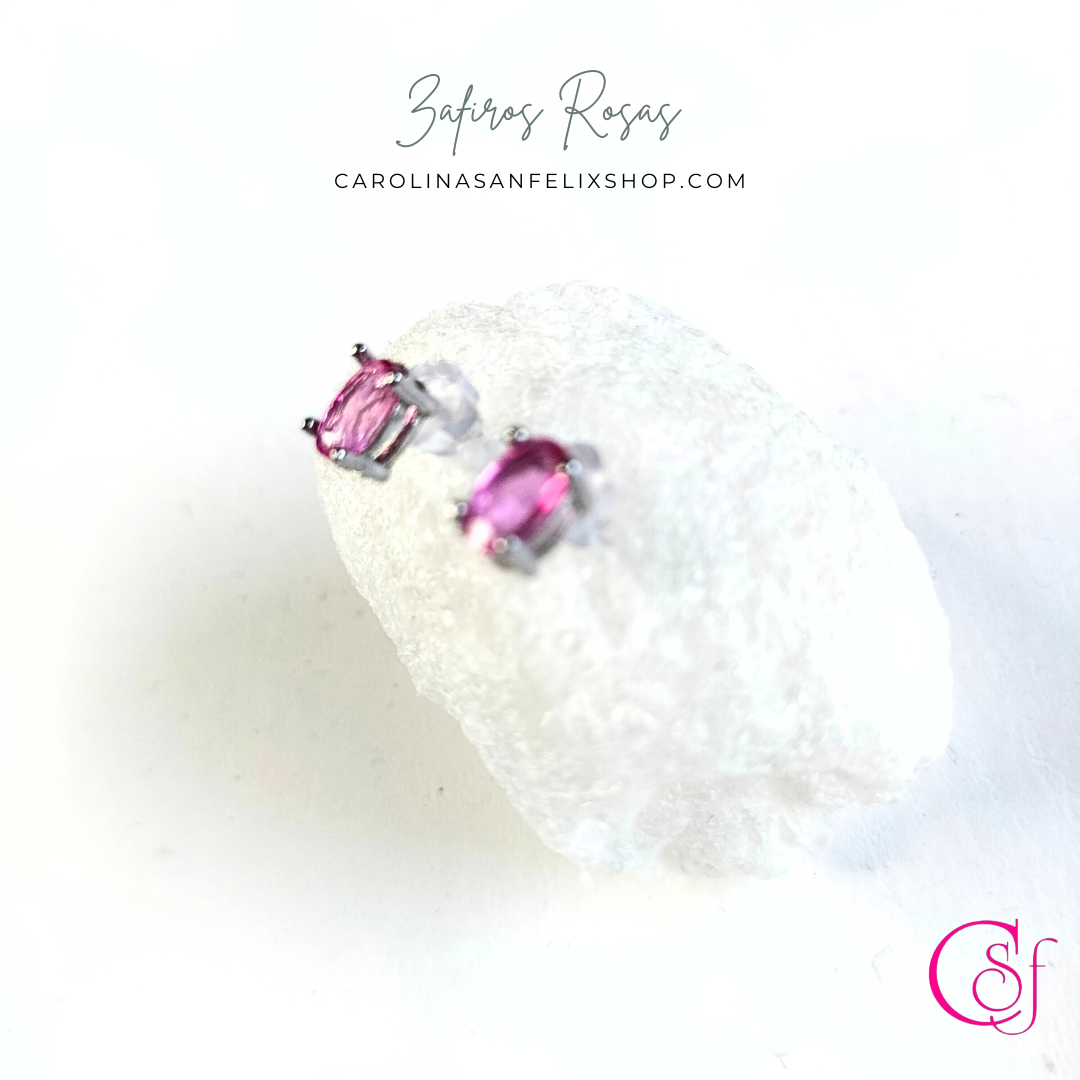 Pendientes de Zafiro Rosa