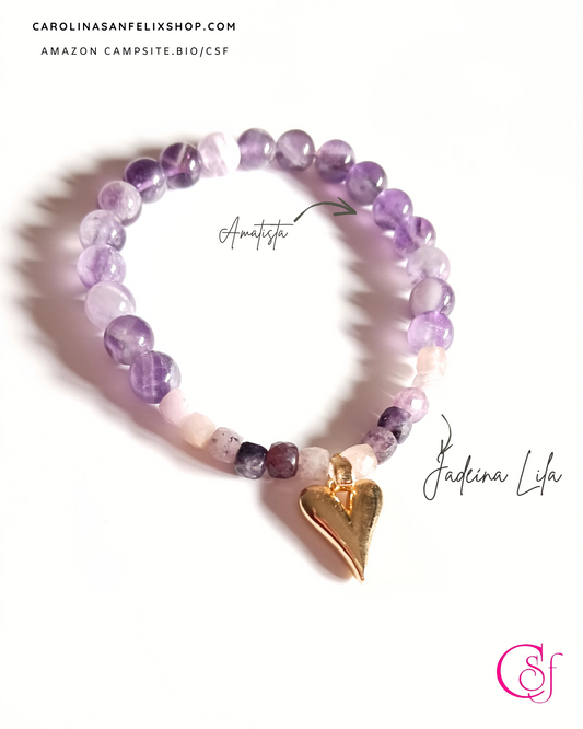 Pulsera de Amatista y jadeina lila