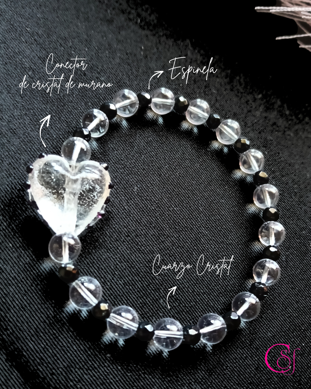 Pulsera de Cuarzo Cristal y de Espirulina