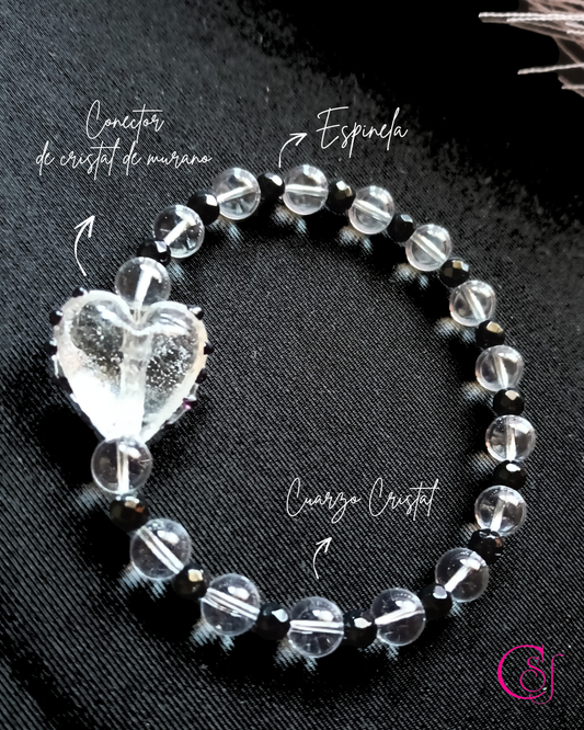 Pulsera de Cuarzo Cristal y de Espirulina