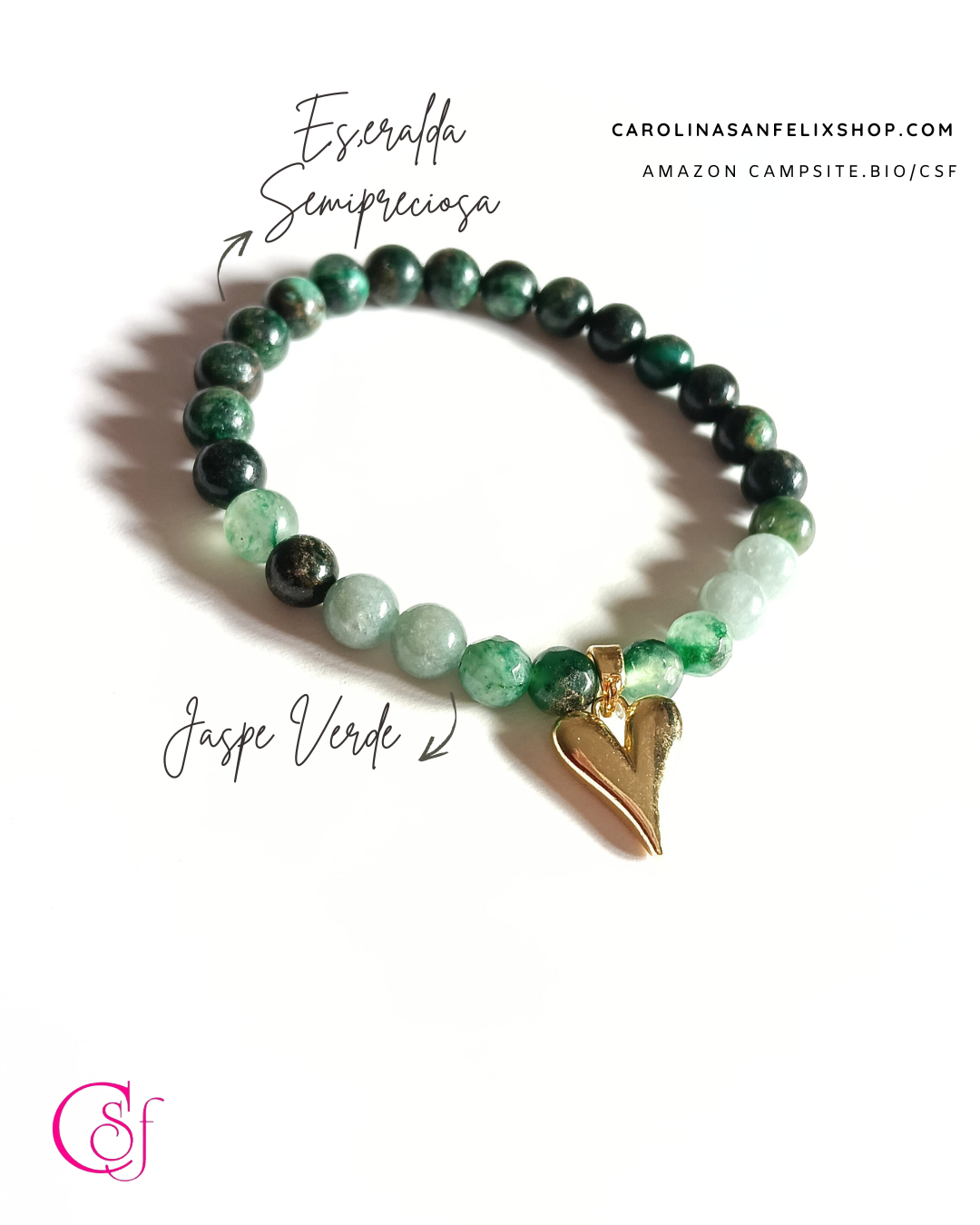 Pulsera jaspe verde y esmeralda