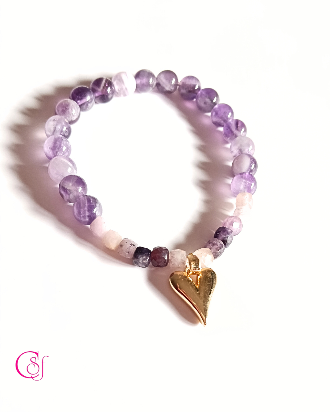 Pulsera de Amatista y jadeina lila