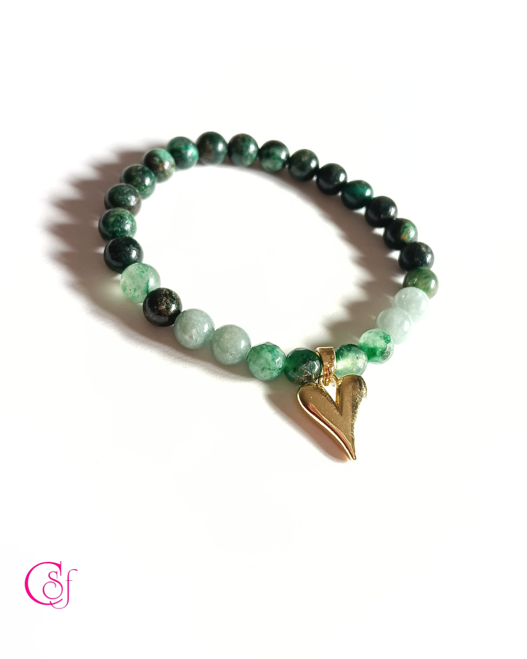 Pulsera jaspe verde y esmeralda