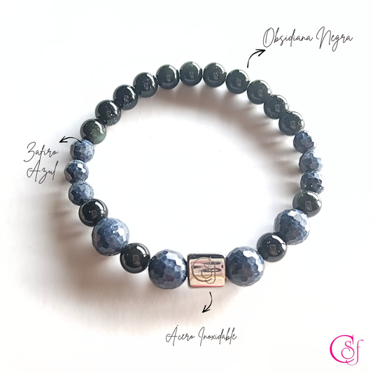 Pulsera Obsidiana y Zafiro · Precisión y Poder · Diseño de Autor CSF