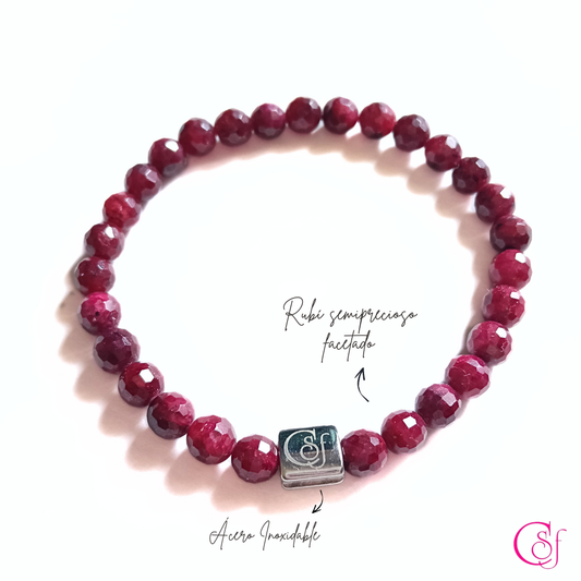 Pulsera Rubí Facetado · Intensidad y Presencia · Diseño de Autor CSF