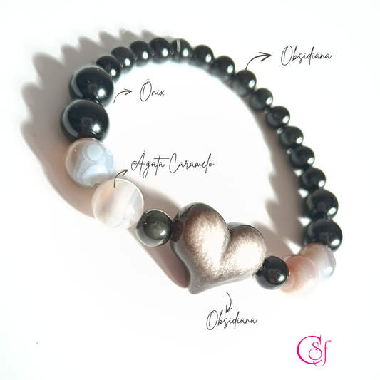 Pulsera Trend Magic CSF – Obsidiana, Ágata Caramelo y Ónix | Protección y Energía