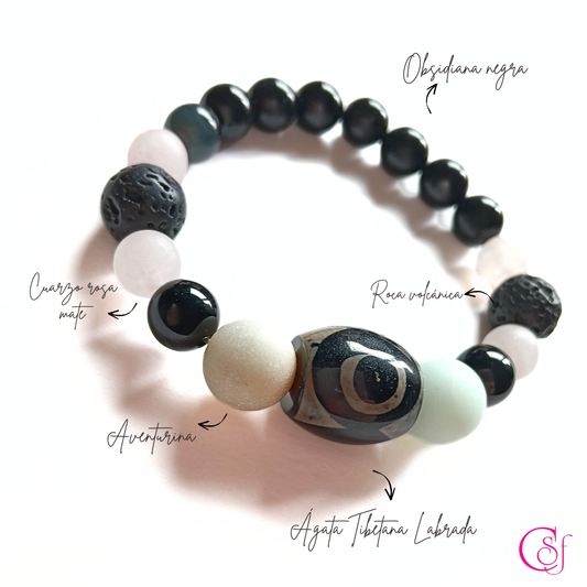 Pulsera Dzi Tibetana · Equilibrio y Protección · Diseño de Autor CSF