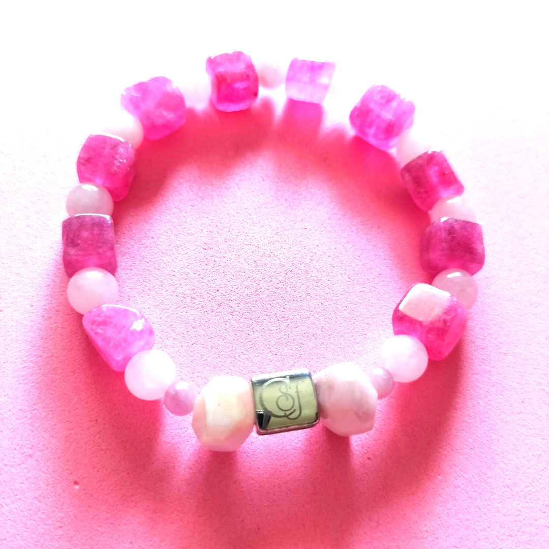 Pulsera Kunzita, Rubí Semiprecioso, Turmalina Sandía - Trend Magic CSF