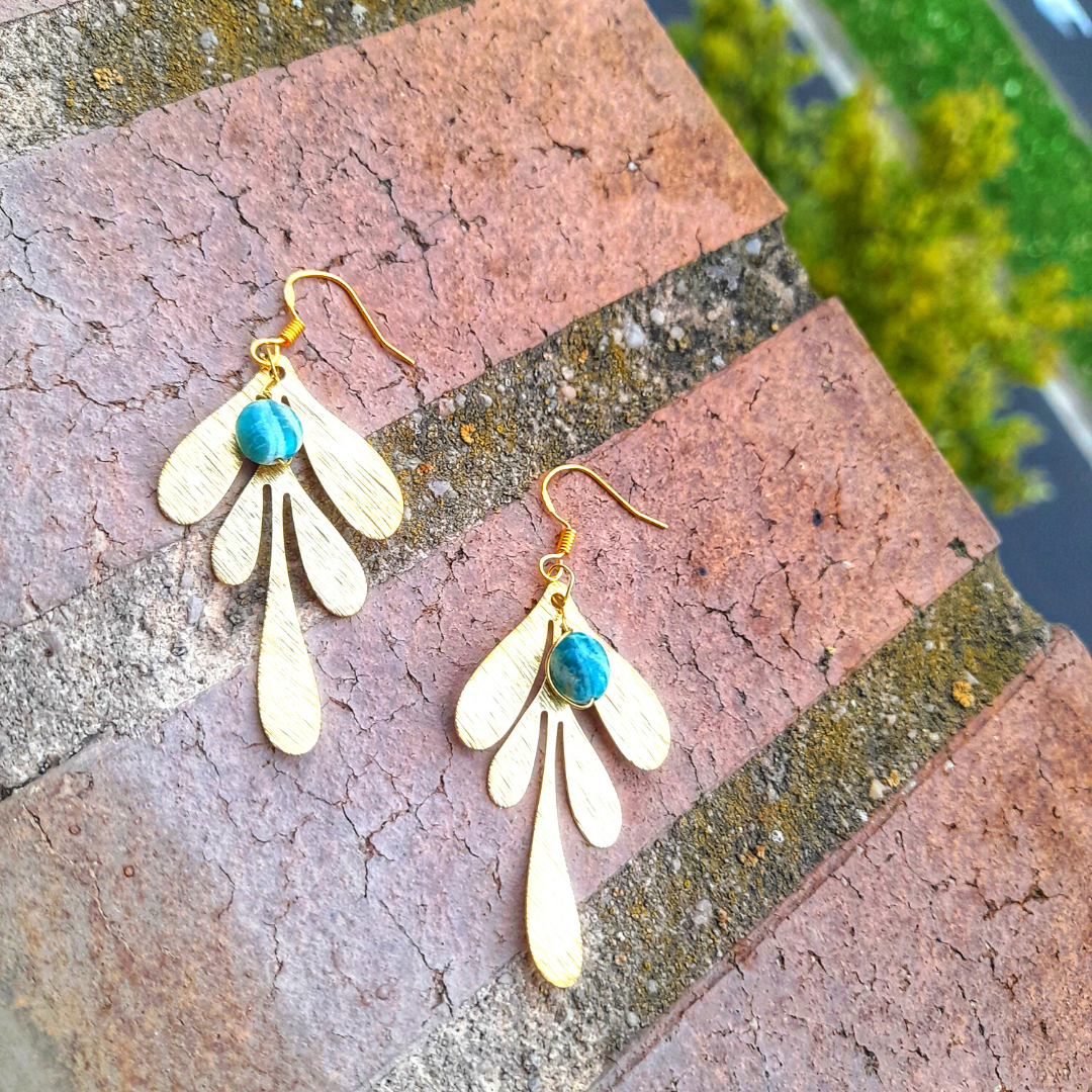 Pendientes Oro 14k y Amazonita
