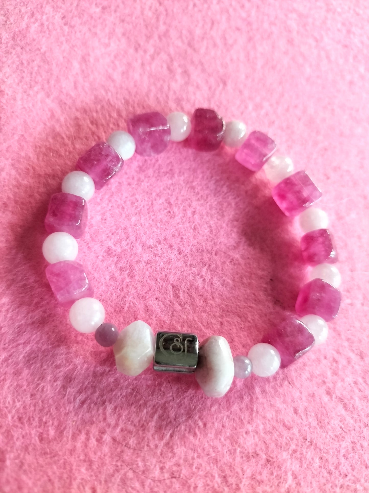 Pulsera Kunzita, Rubí Semiprecioso, Turmalina Sandía - Trend Magic CSF