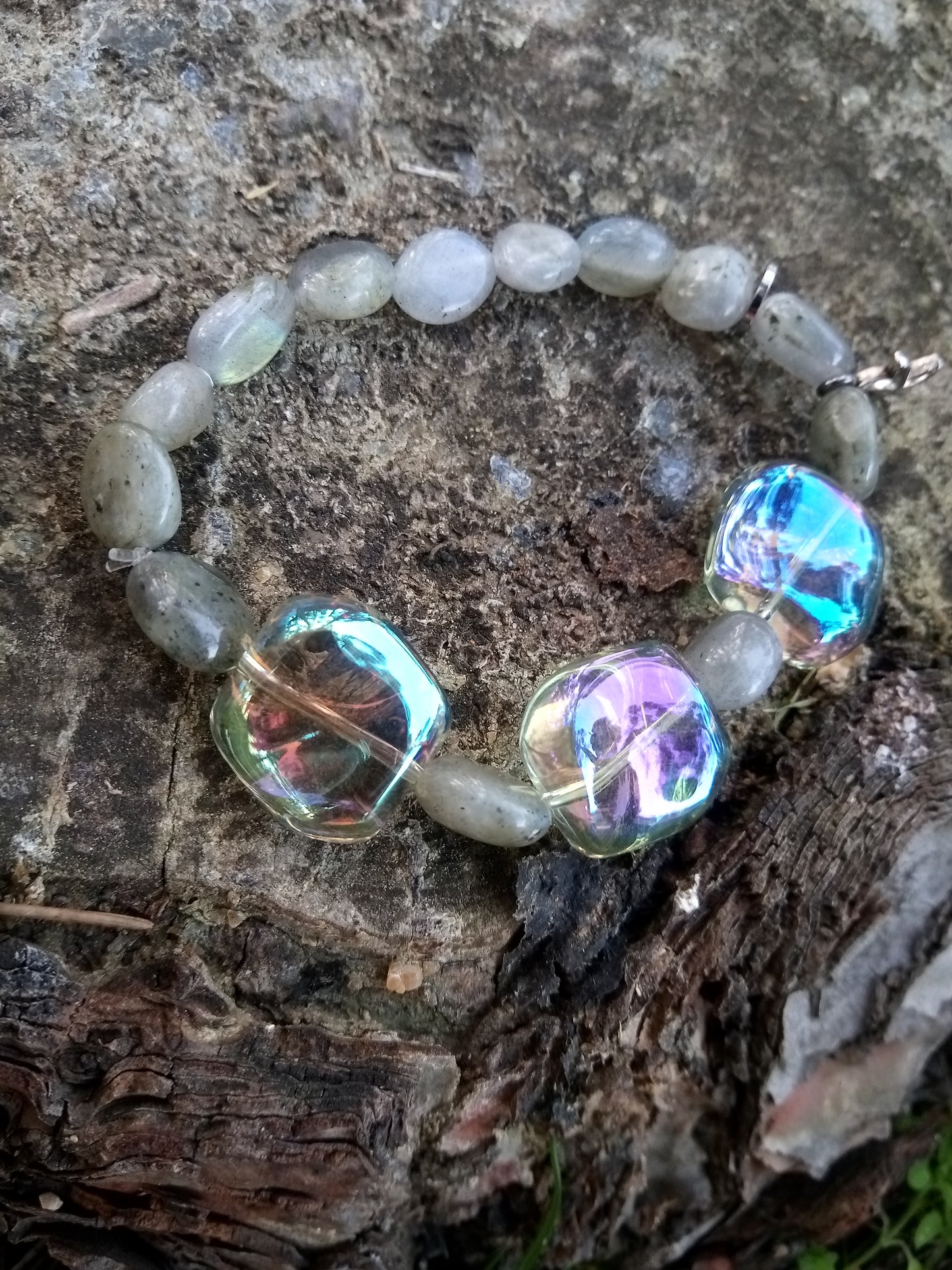 Pulsera Labradorita Cristal de Murano