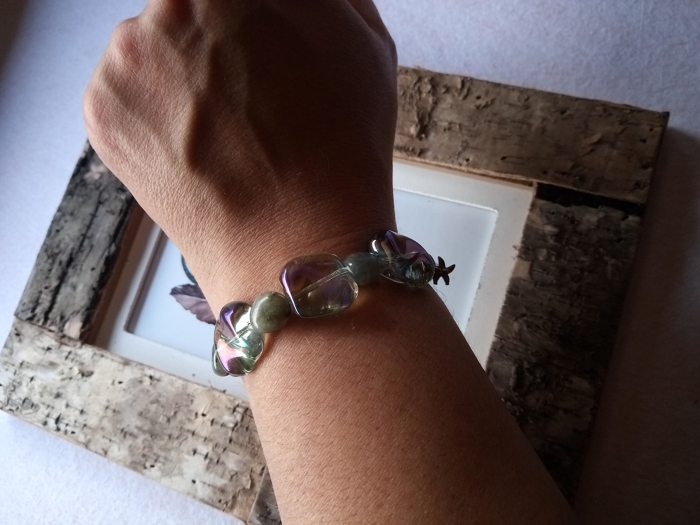 Pulsera Labradorita Cristal de Murano