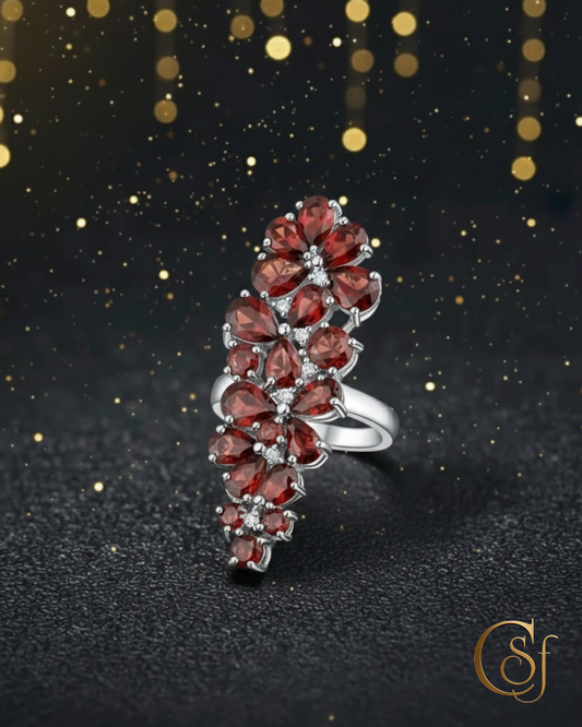 Anillo · Colección Racimo de Flores –  Plata 925 Rodiada