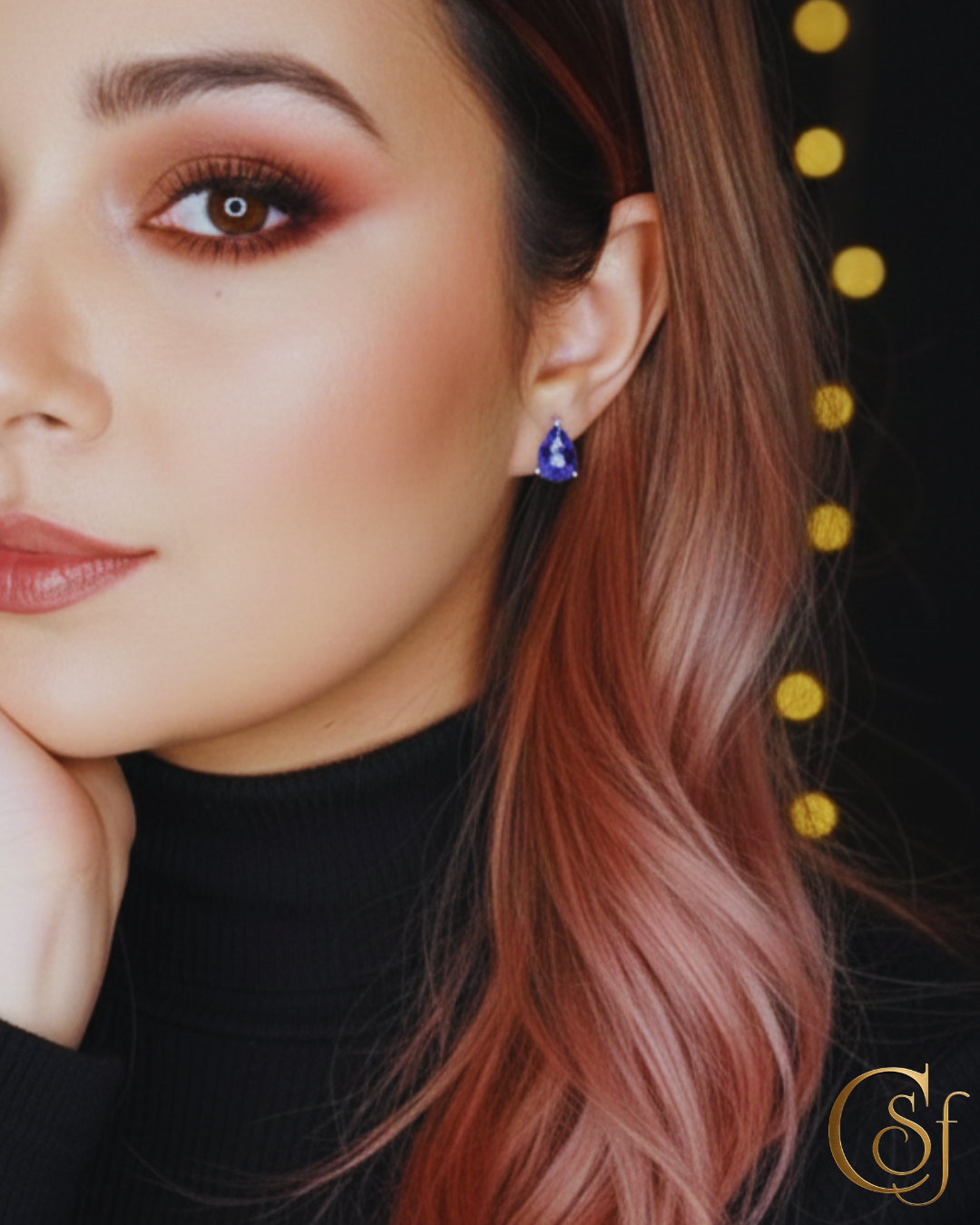 Pendientes Gota de Agua CSF DeLuxe  – Plata 925 Rodiada (Rodolita · Topacio Azul Suizo · Cuarzo Místico)