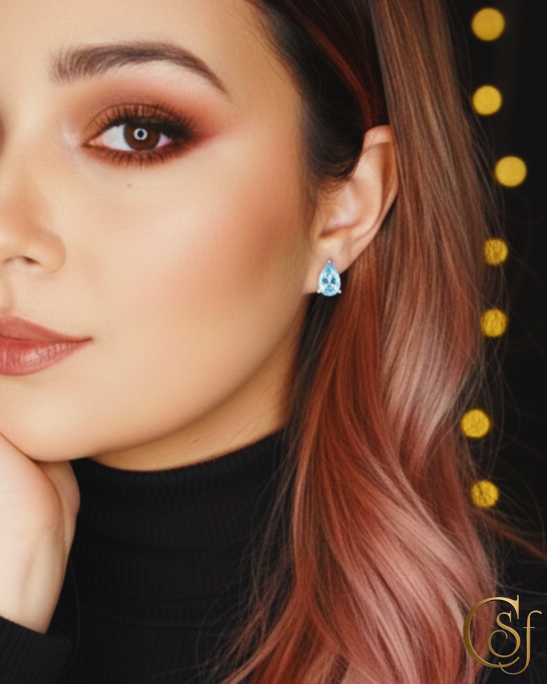 Pendientes Gota de Agua CSF DeLuxe  – Plata 925 Rodiada (Rodolita · Topacio Azul Suizo · Cuarzo Místico)