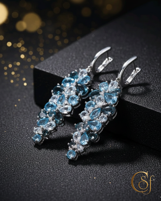 Pendientes · Colección Racimo de Flores – Plata 925 Rodiada