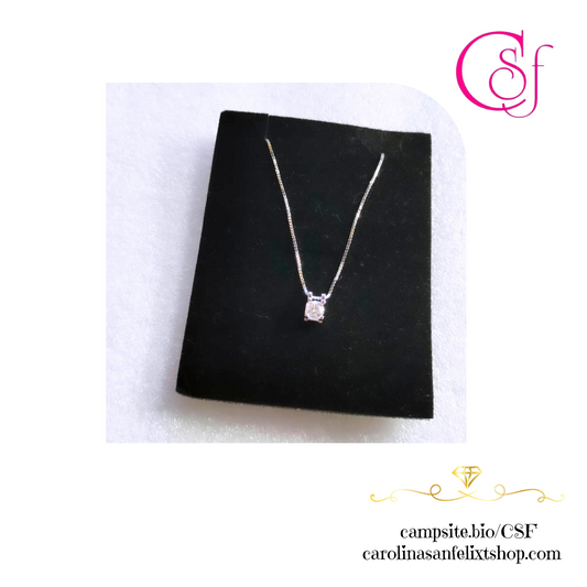 Cadena Solitario Moissanita 0.5ct – Plata 925 (Rodiada / Baño de Oro 18K)