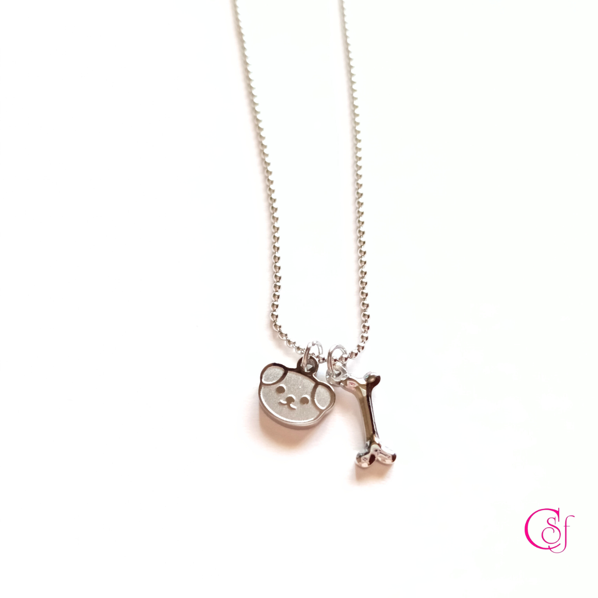 Collar CSF Style – Perrito & Huesito + Piedra Sorpresa