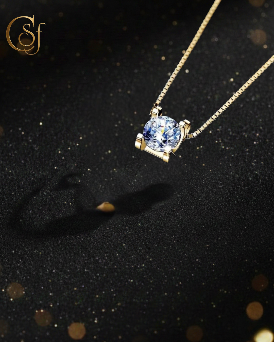 Cadena Solitario Moissanita 0.5ct – Plata 925 (Rodiada / Baño de Oro 18K)