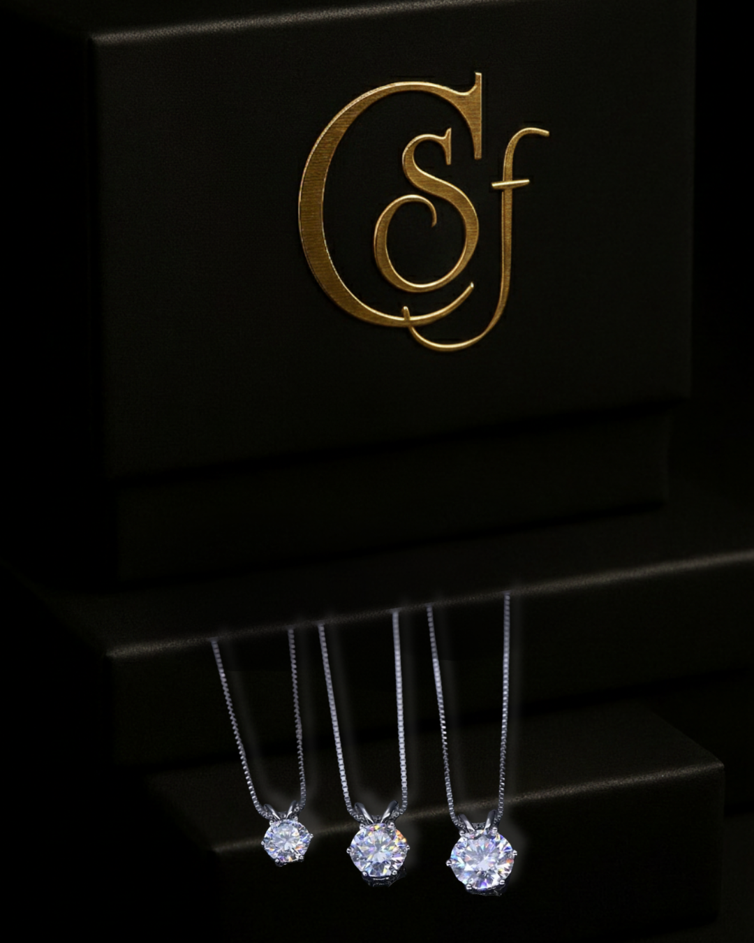 Collar Solitario de Moissanita – Plata 925 Baño de Oro (0.5ct · 1ct · 2ct) con Certificado